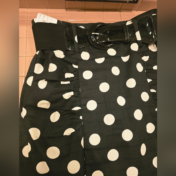 SPD Polka Dot Pencil Skirt with Belt - Picture 15 of 16